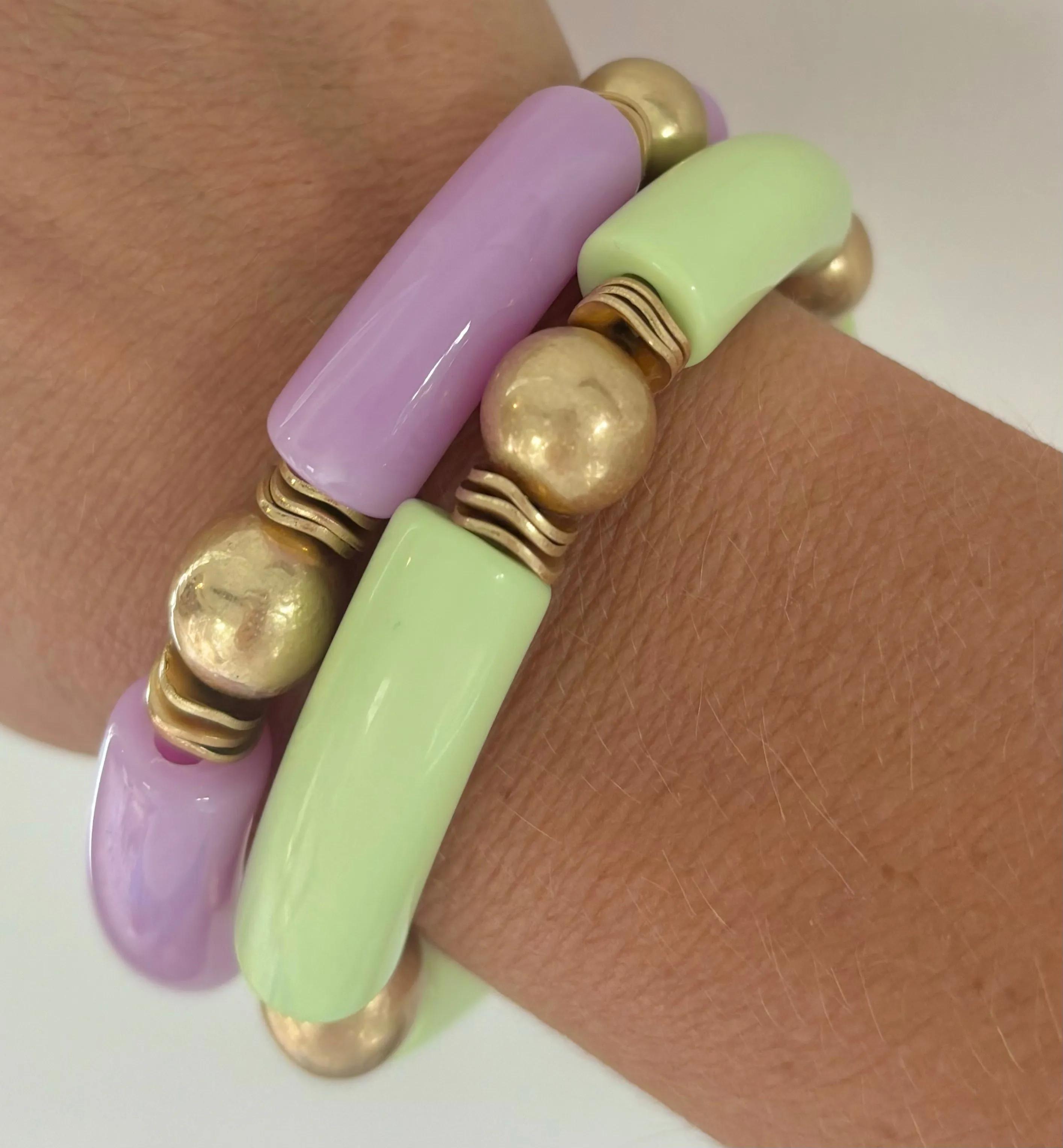 Gold Ball & Tube Bracelet-Mint