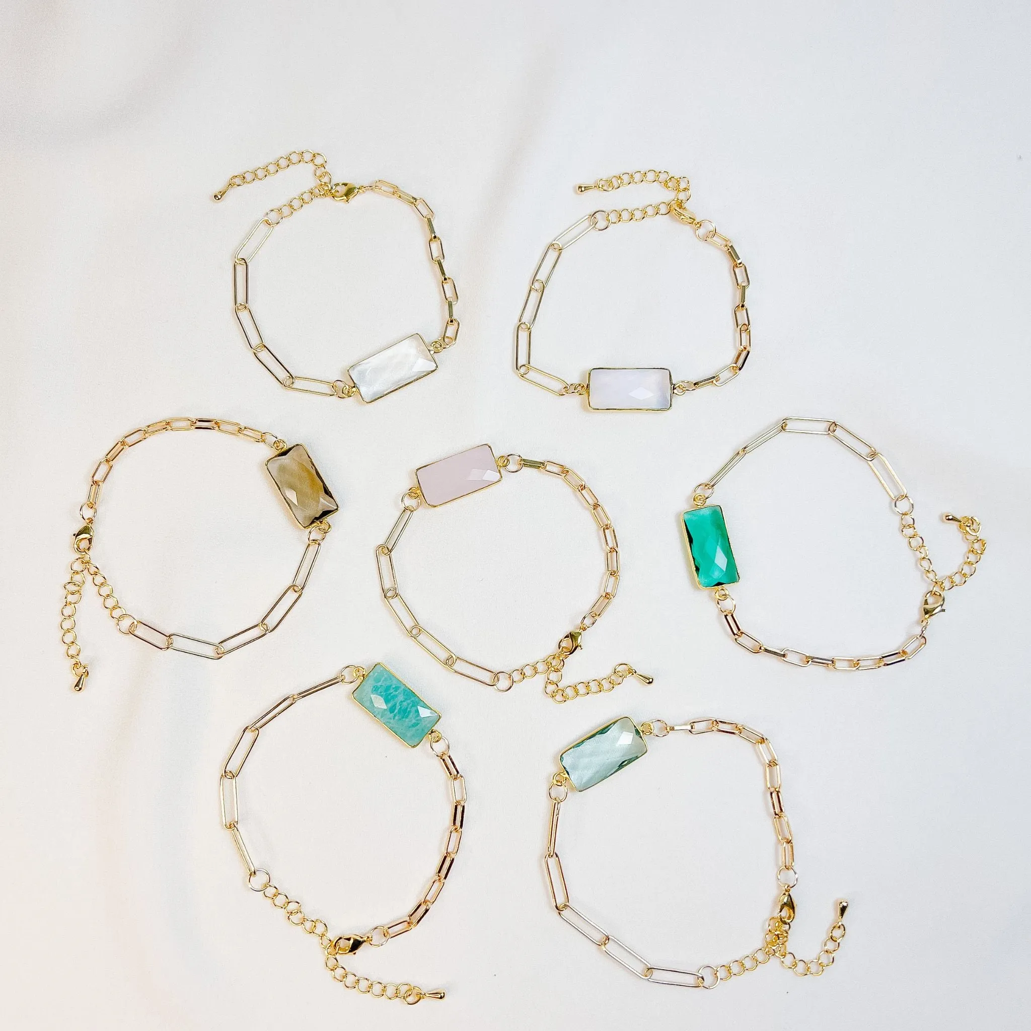 Gold Chain and Amazonite Bezel Bracelet