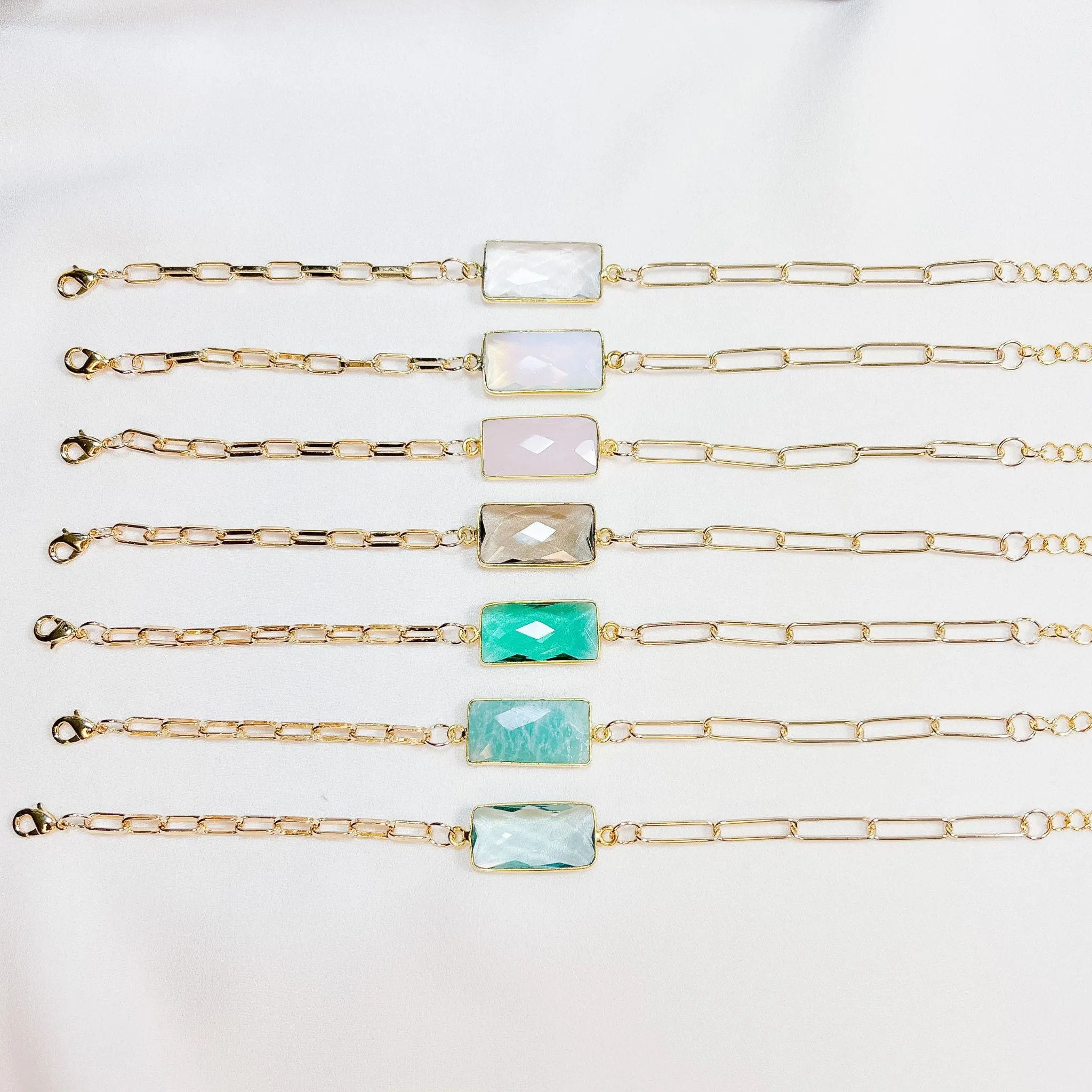 Gold Chain and Amazonite Bezel Bracelet