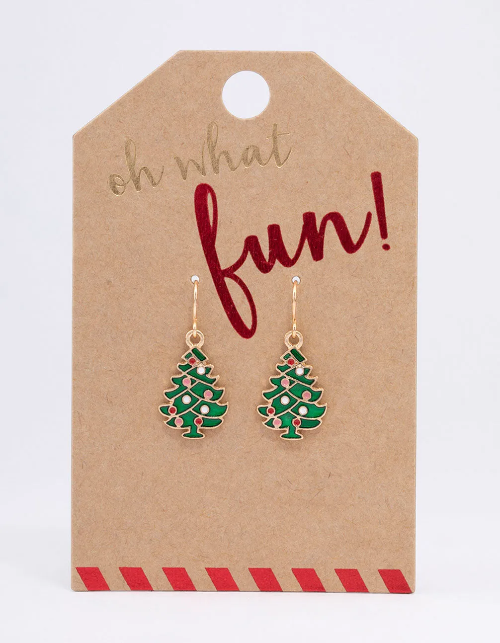 Gold Christmas Tree Diamante Drop Earrings