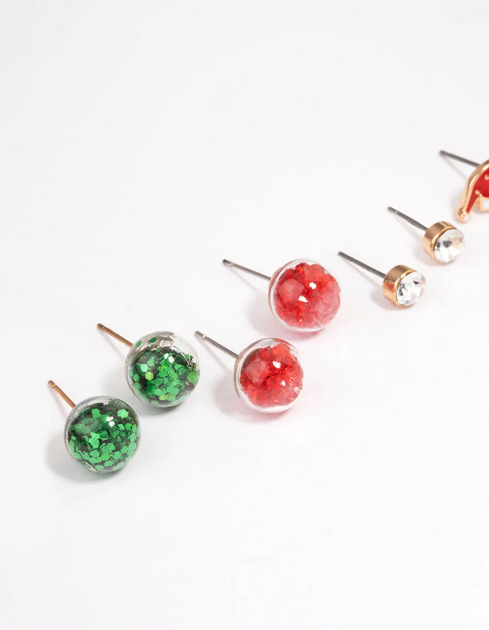 Gold Christmas Tree Shaker Stud Earrings Pack