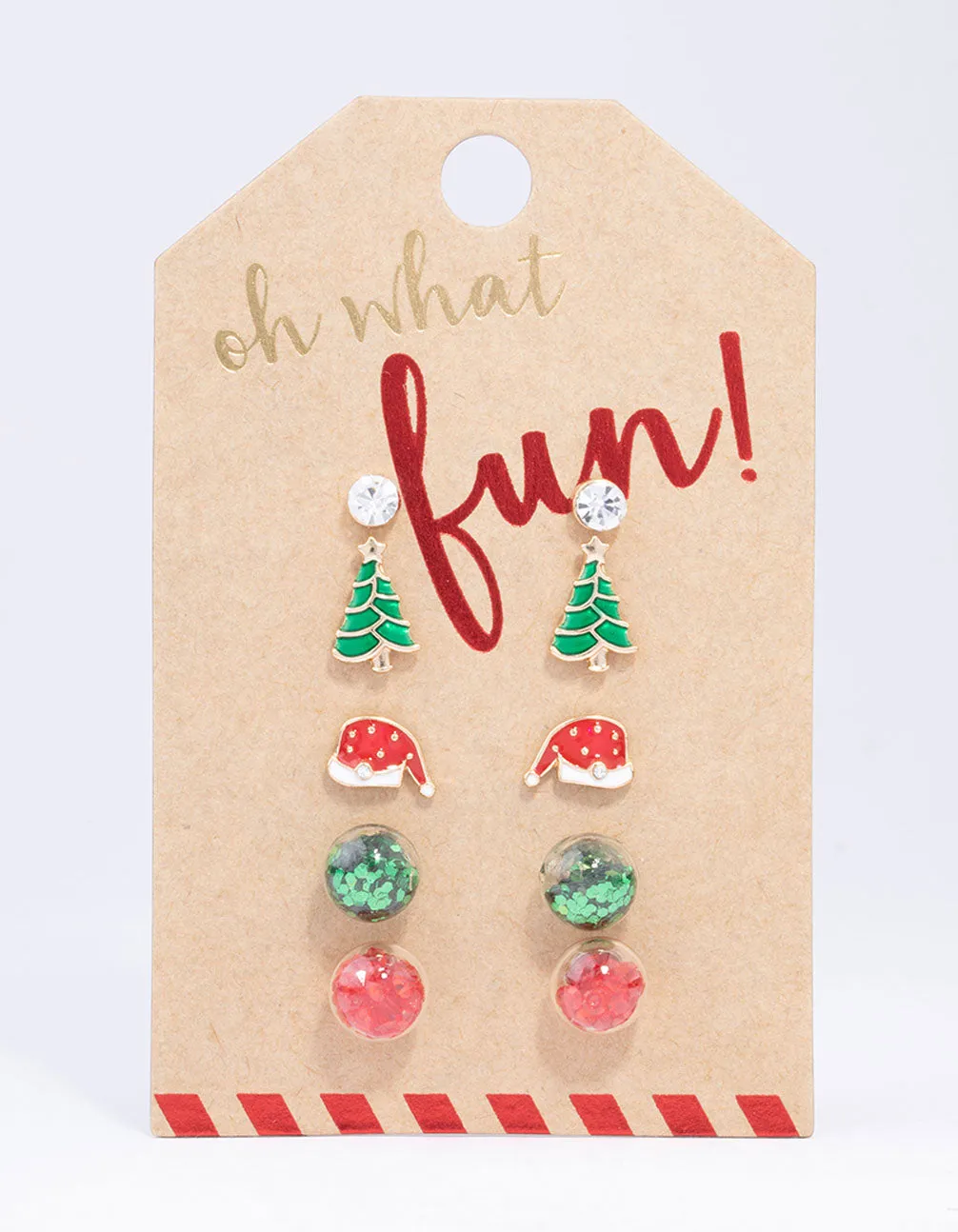 Gold Christmas Tree Shaker Stud Earrings Pack