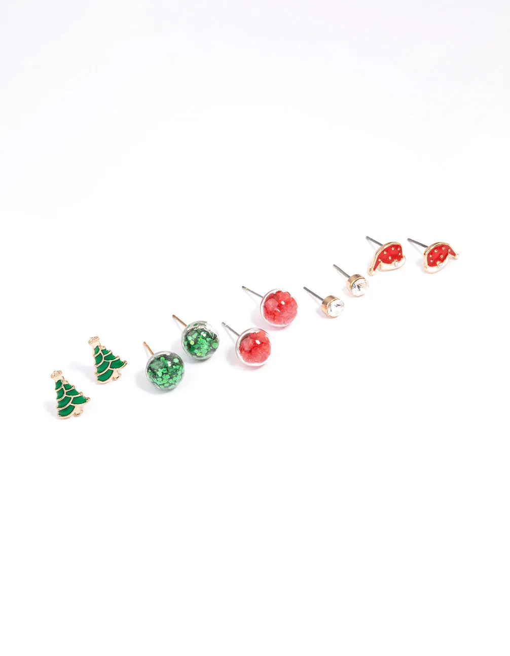 Gold Christmas Tree Shaker Stud Earrings Pack