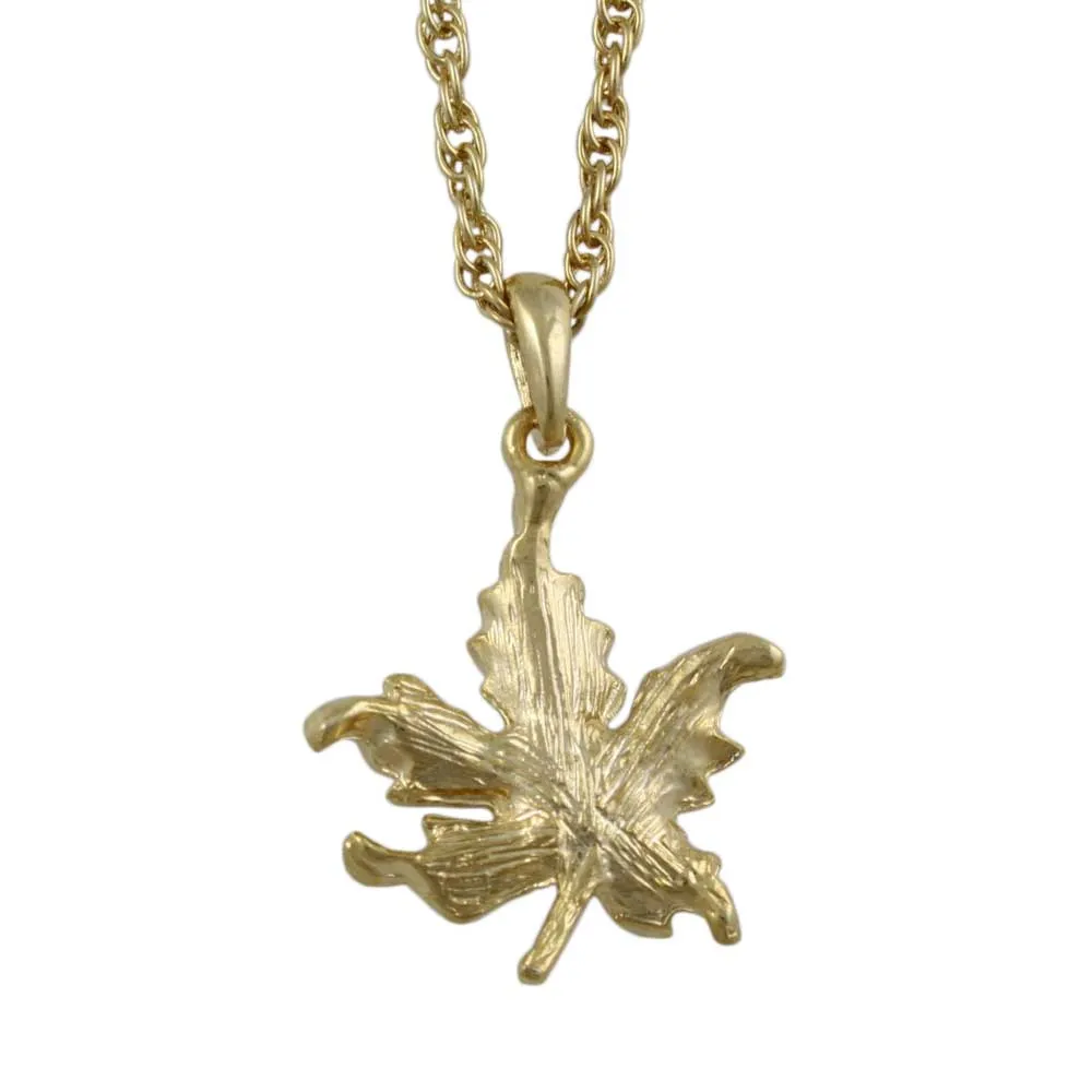 Gold Enamel Maple Leaf Pendant on Gold-tone Chain - PRL341N