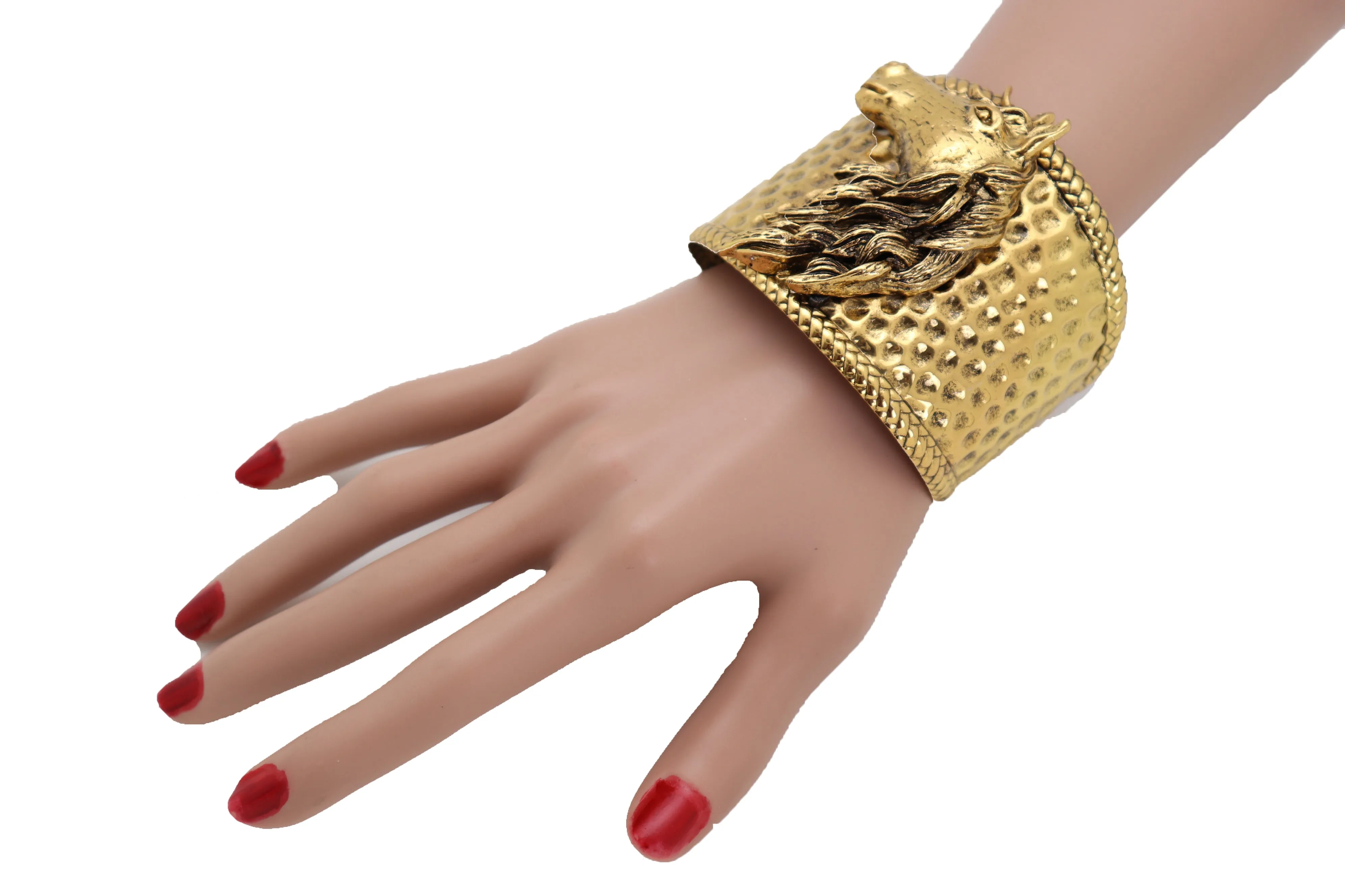 Gold Fashion Metal Wrist Cuff Bracelet Horse Head Animal Rodeo Jewelry Hot