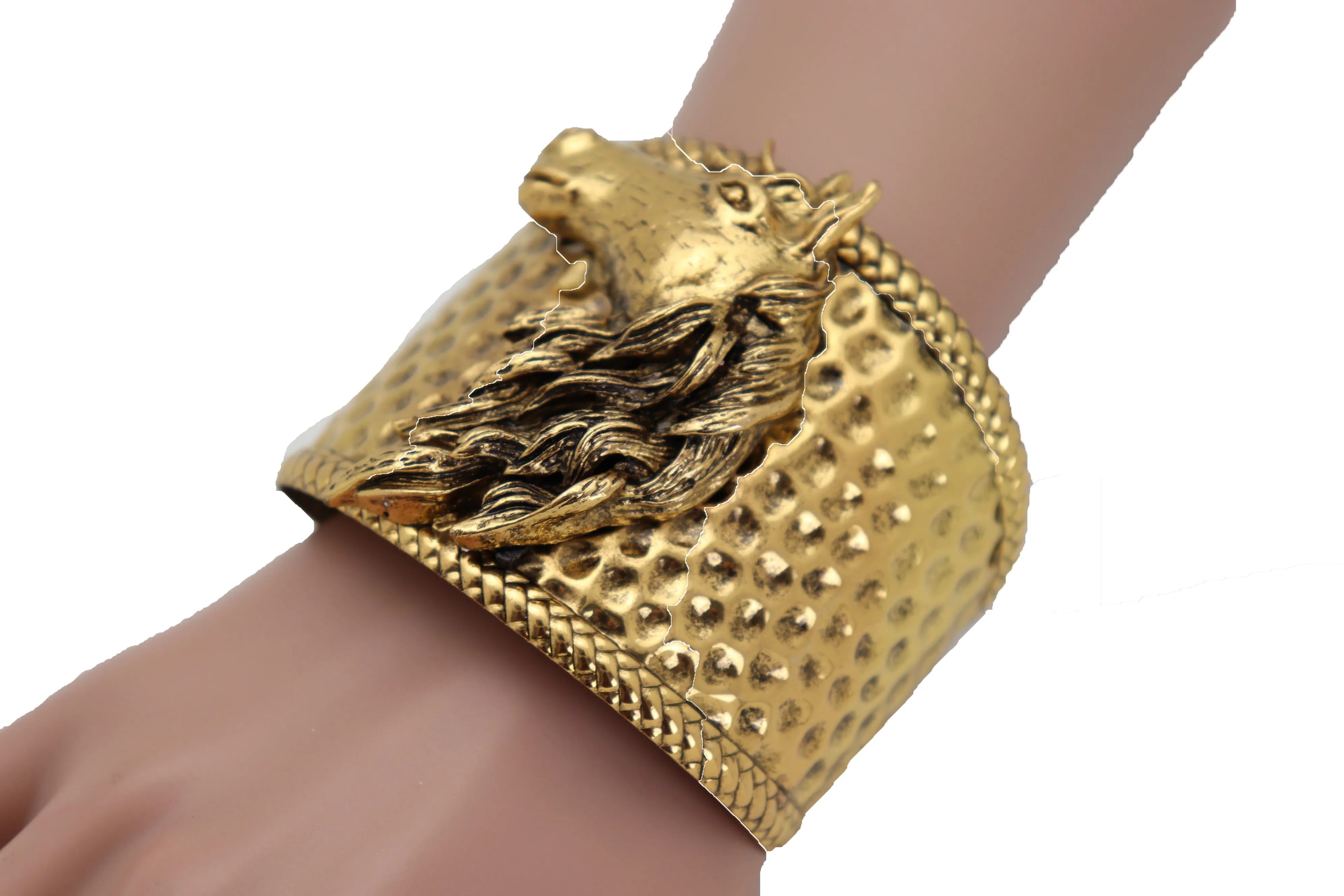 Gold Fashion Metal Wrist Cuff Bracelet Horse Head Animal Rodeo Jewelry Hot