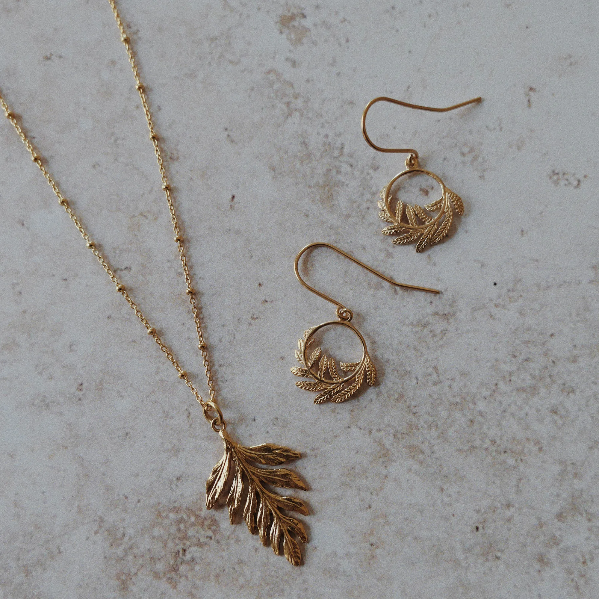 Gold Fern Drop Pendant