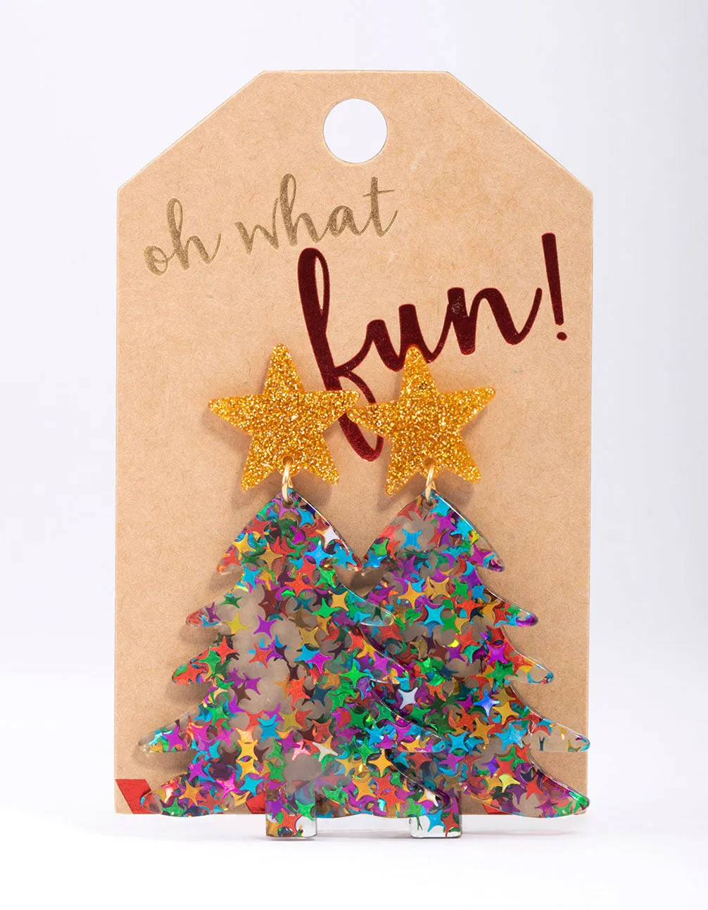 Gold Glitter Christmas Tree Drop Earrings