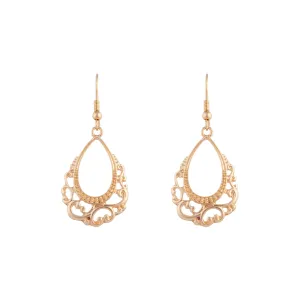 Gold Open Decorative Teardrop Earrings