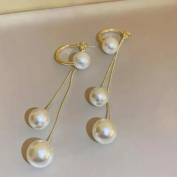 Gold Plated Pearl Drops Earrings