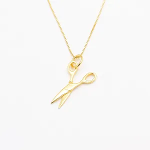 Gold Scissors Pendant - Mini Scissors Necklace - Dainty Cutter Necklace