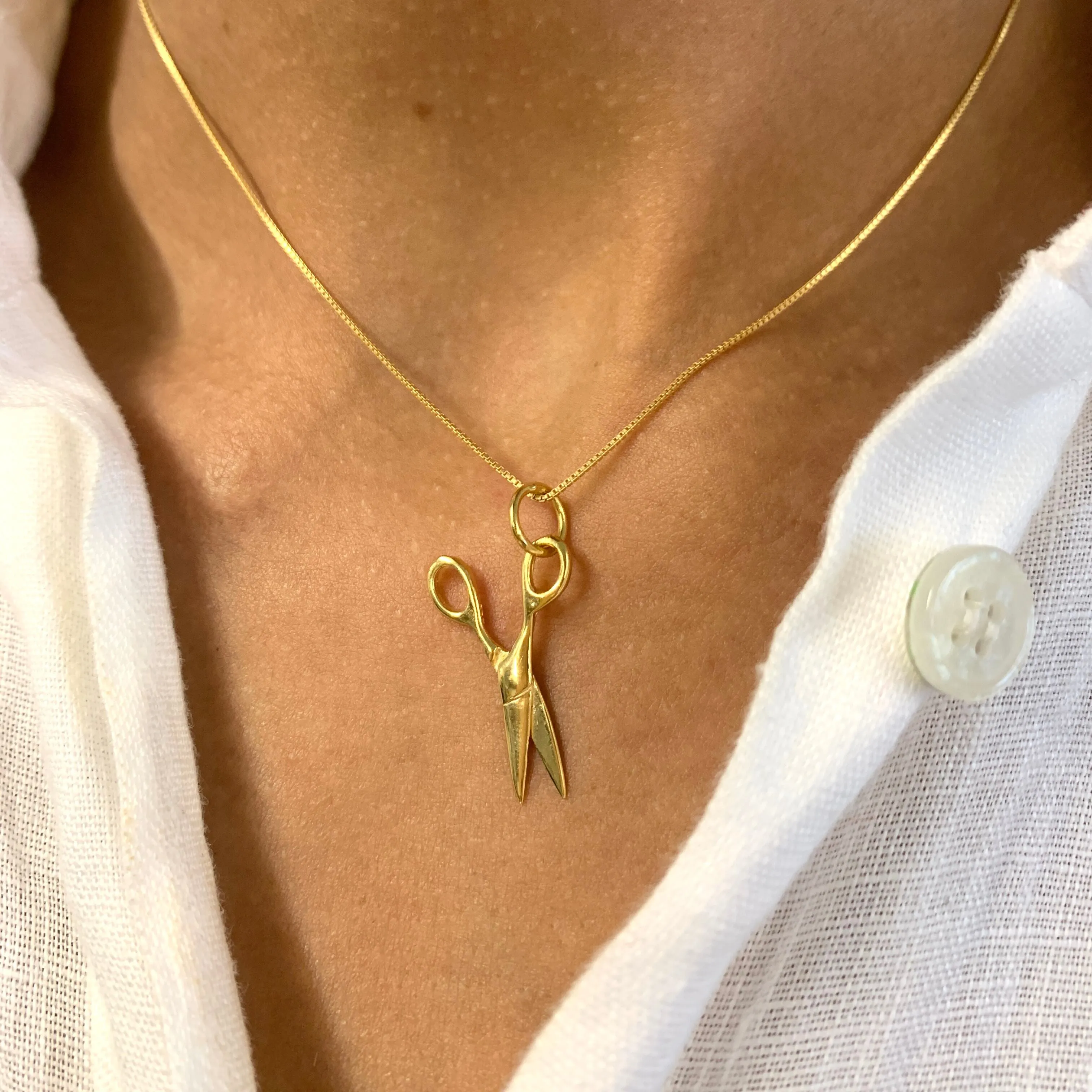 Gold Scissors Pendant - Mini Scissors Necklace - Dainty Cutter Necklace