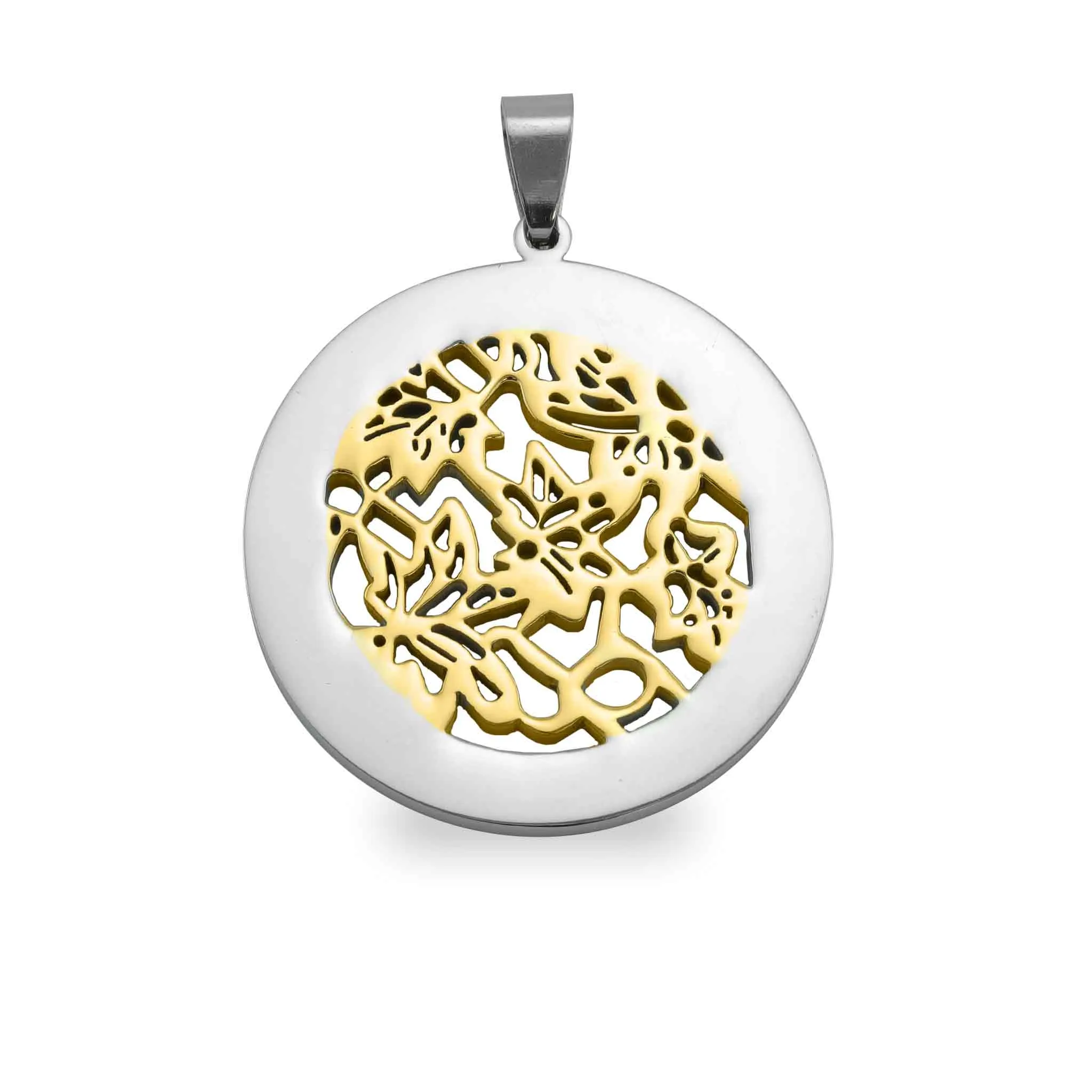 Gold Stainless Steel Cutout Pendant / SBB0042