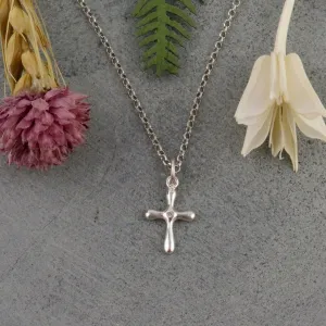 Graceful Cross with Tiny Diamond Necklace