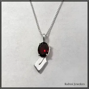 Graceful Garnet Rowing Necklace and Small Hatchet Oar on Chain