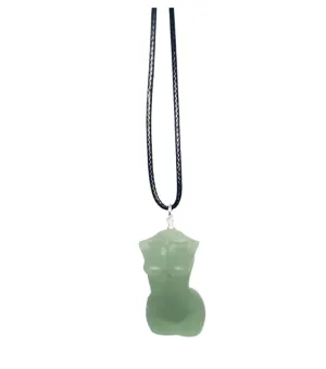 Green Aventurine Crystal Lady Body Pendant Necklace