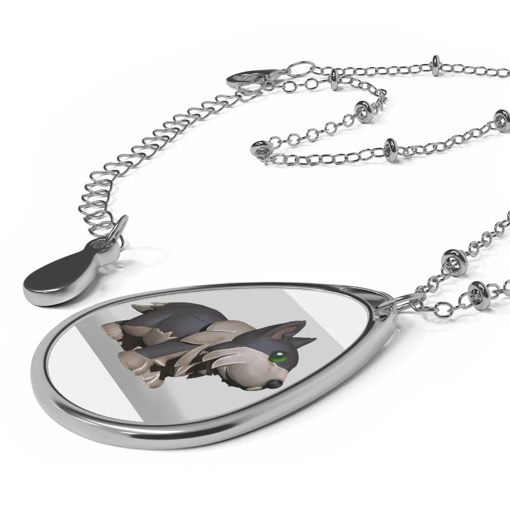 Grey Dog Oval Necklace