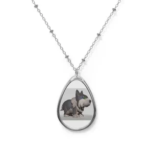 Grey Dog Oval Necklace