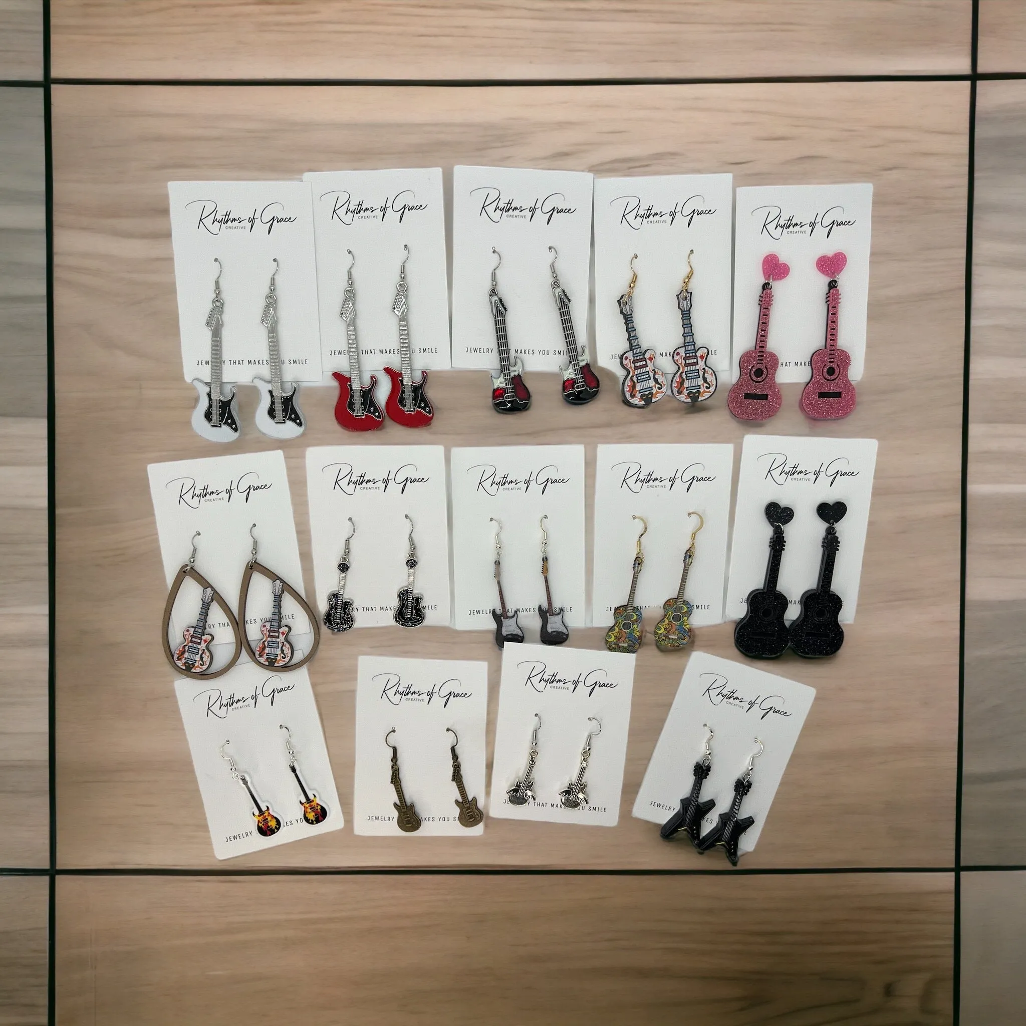 Guitar Earrings - Music Earrings, Guitar Jewelry, Guitar Accessories, Music Teacher, Musical Notes