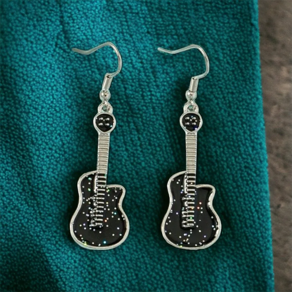 Guitar Earrings - Music Earrings, Guitar Jewelry, Guitar Accessories, Music Teacher, Musical Notes