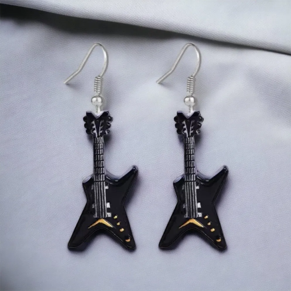 Guitar Earrings - Music Earrings, Guitar Jewelry, Guitar Accessories, Music Teacher, Musical Notes