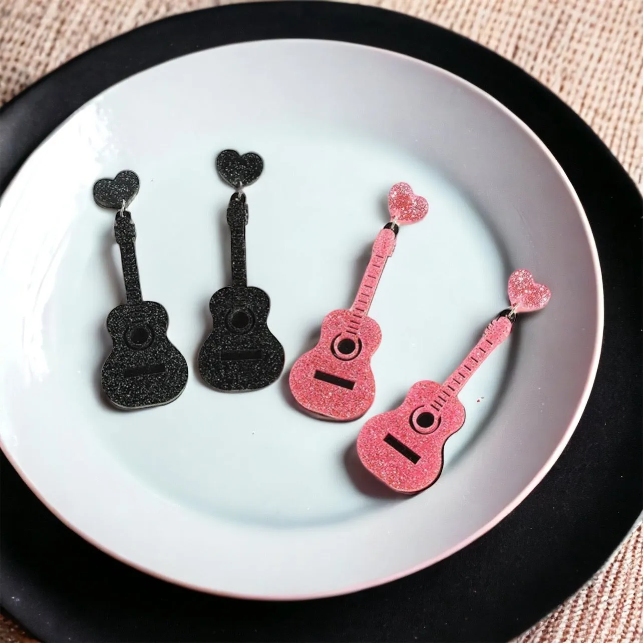 Guitar Earrings - Music Earrings, Guitar Jewelry, Guitar Accessories, Music Teacher, Musical Notes