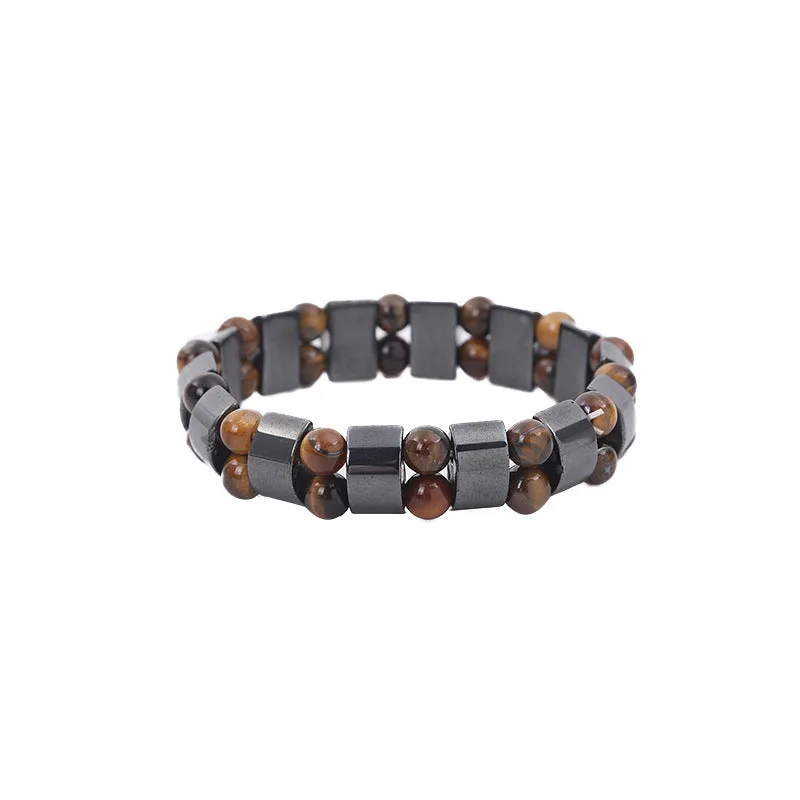 Haematite Tiger-Eye Bracelet Handmade Beaded Adult Men's Trendy Bracelet