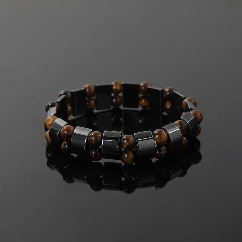 Haematite Tiger-Eye Bracelet Handmade Beaded Adult Men's Trendy Bracelet