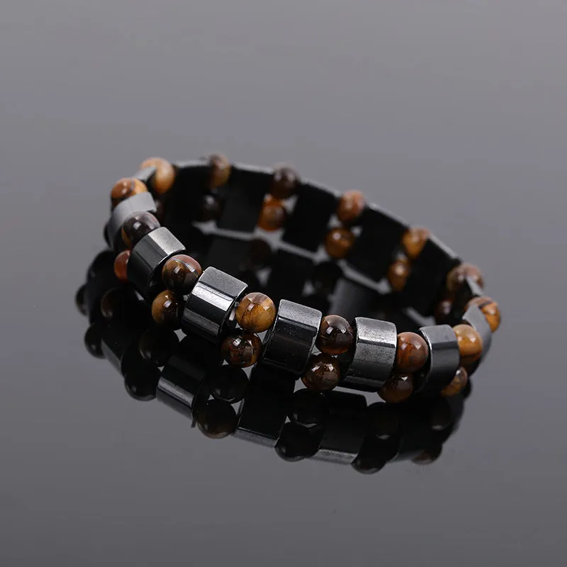 Haematite Tiger-Eye Bracelet Handmade Beaded Adult Men's Trendy Bracelet