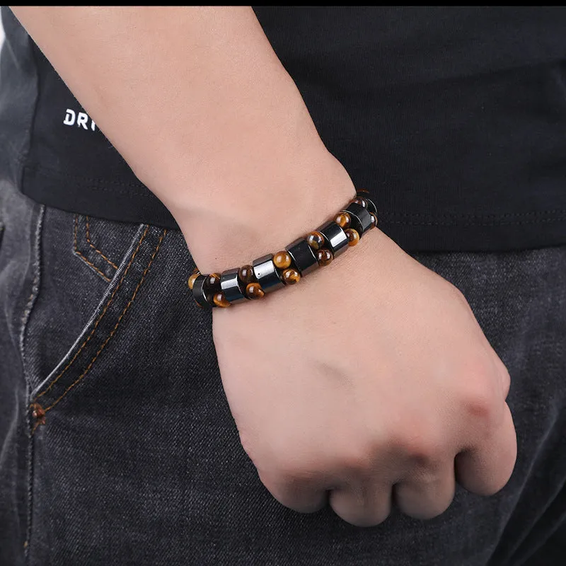 Haematite Tiger-Eye Bracelet Handmade Beaded Adult Men's Trendy Bracelet