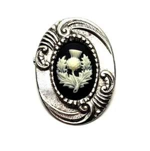 Handmade Scottish Thistle Celctic Cameo Brooch Pin