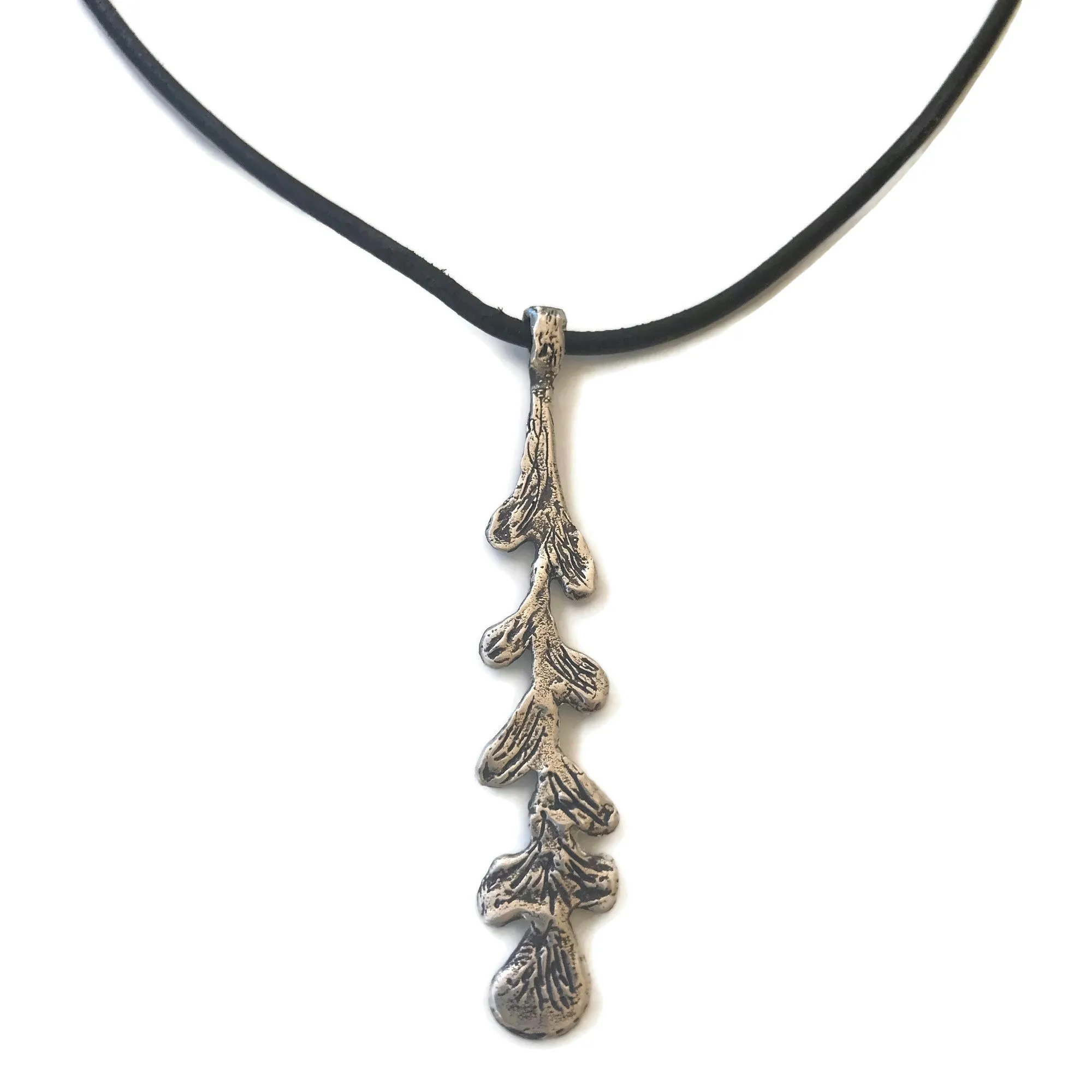 Harvest Charm Fern Necklace on Leather