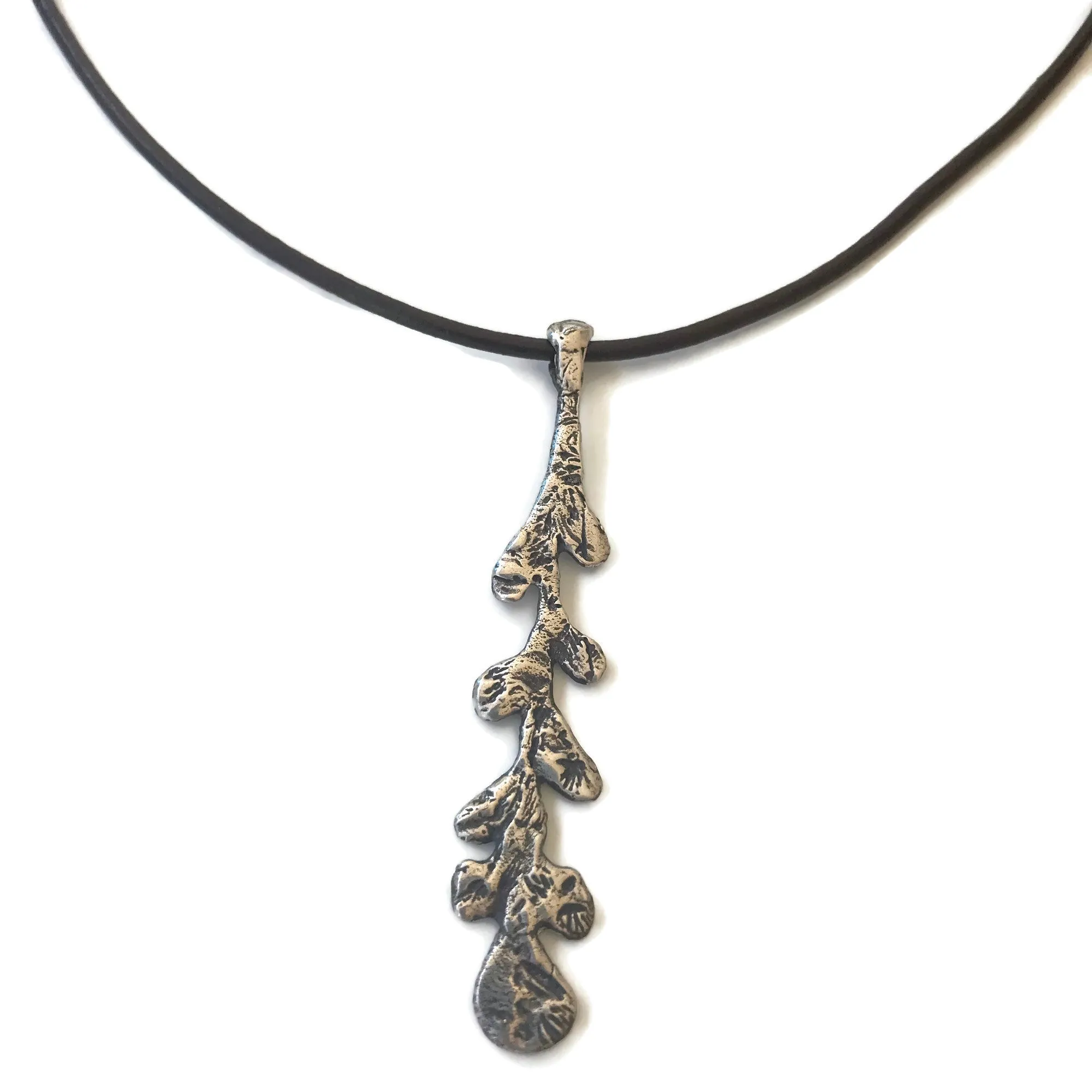 Harvest Charm Fern Necklace on Leather