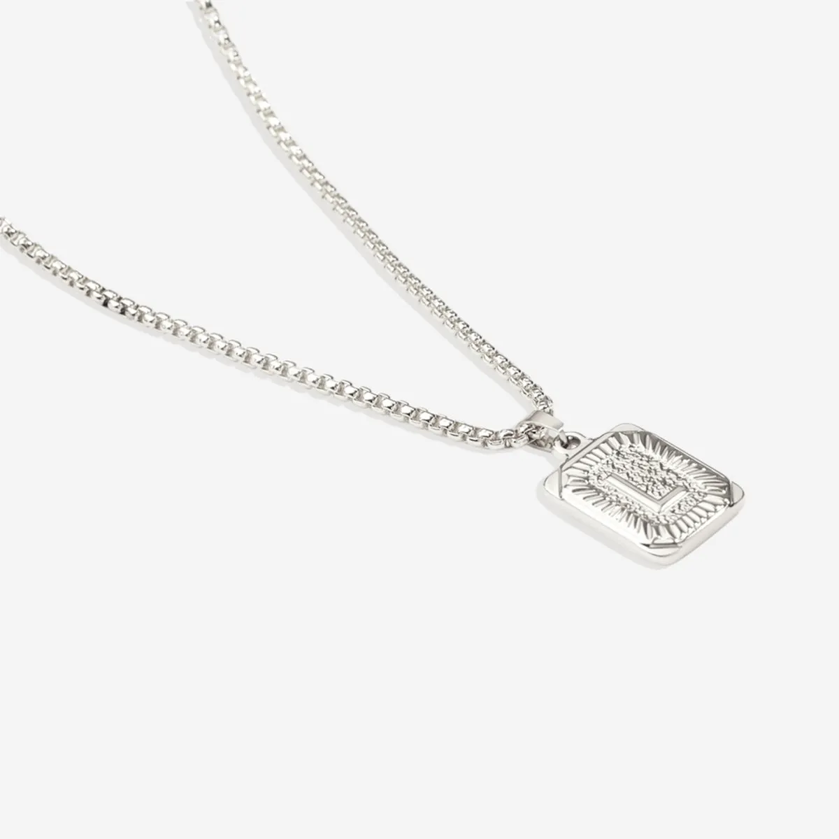 Initial Card Pendant Necklace with Rolo Chain