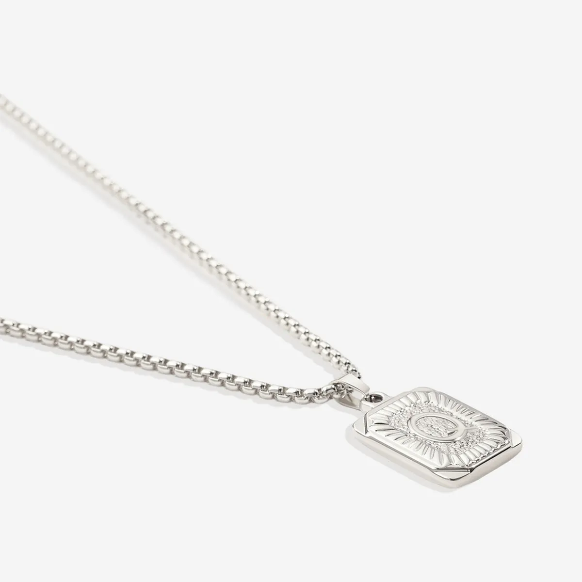 Initial Card Pendant Necklace with Rolo Chain