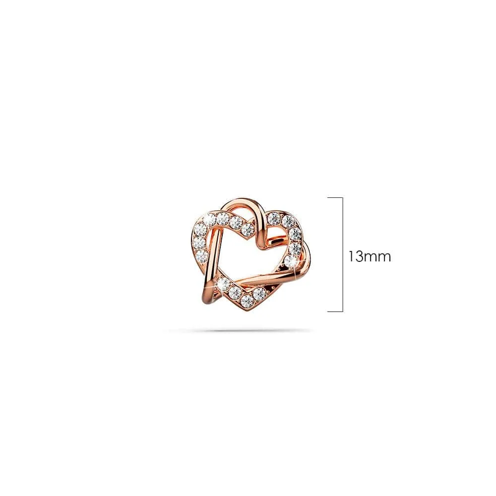 Intertwined Love & Hearts Rose Gold Plated Stud Earrings Embellished With SWAROVSKI Crystals