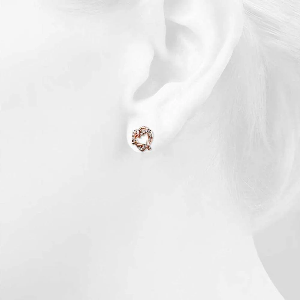 Intertwined Love & Hearts Rose Gold Plated Stud Earrings Embellished With SWAROVSKI Crystals