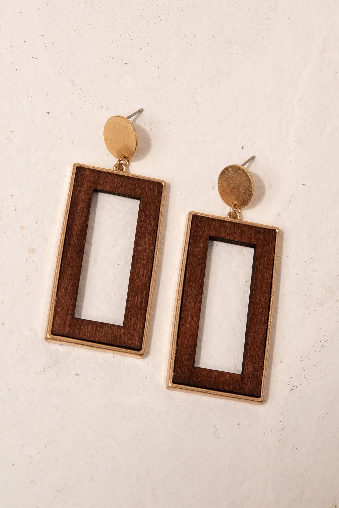 Irene Wood Rectangle Earrings