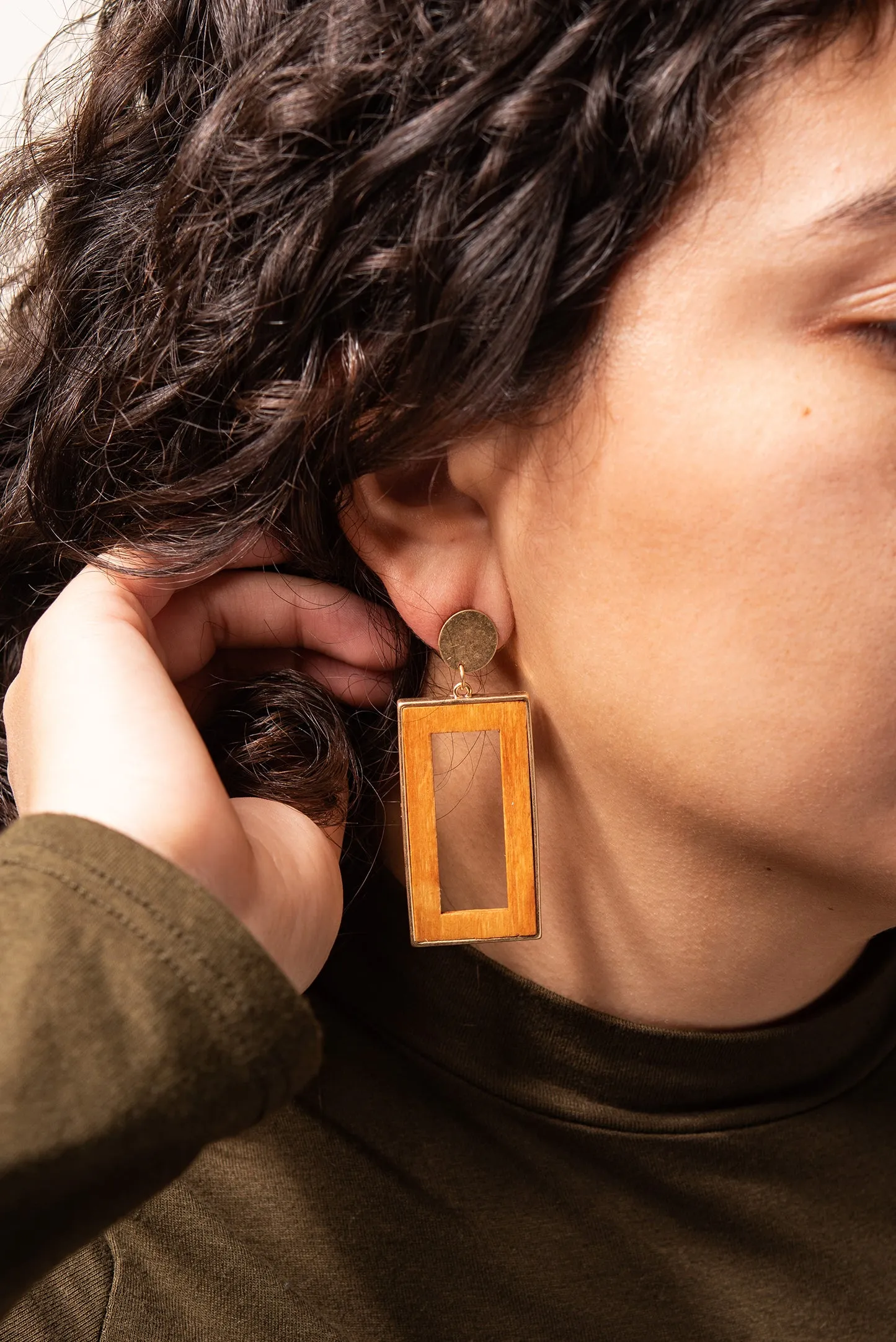 Irene Wood Rectangle Earrings