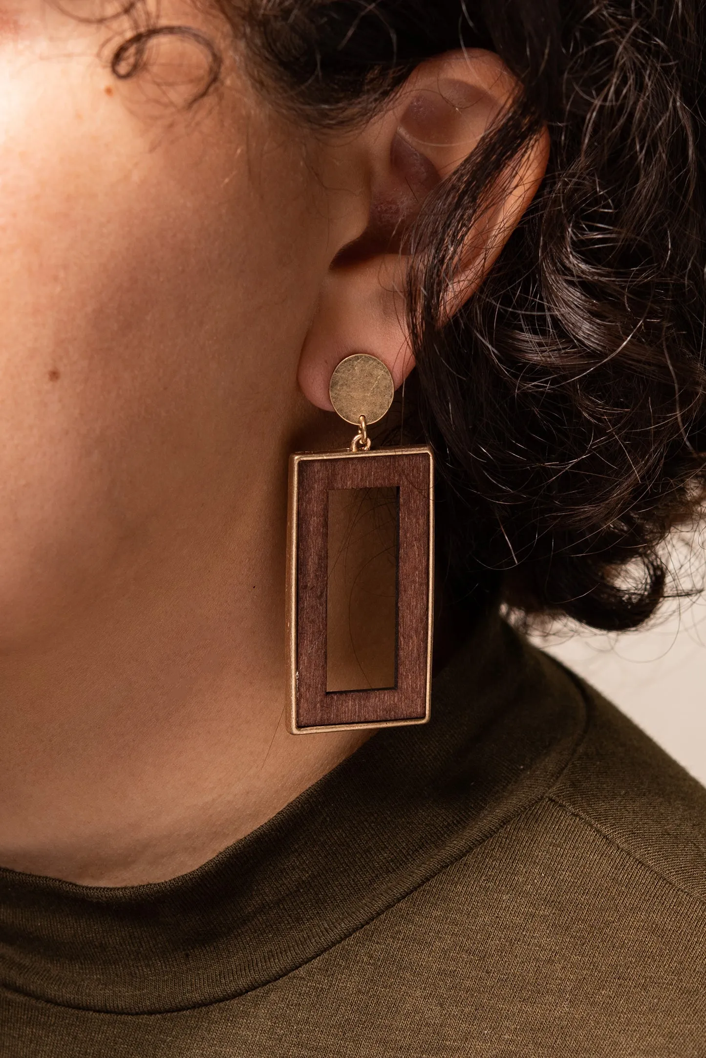 Irene Wood Rectangle Earrings