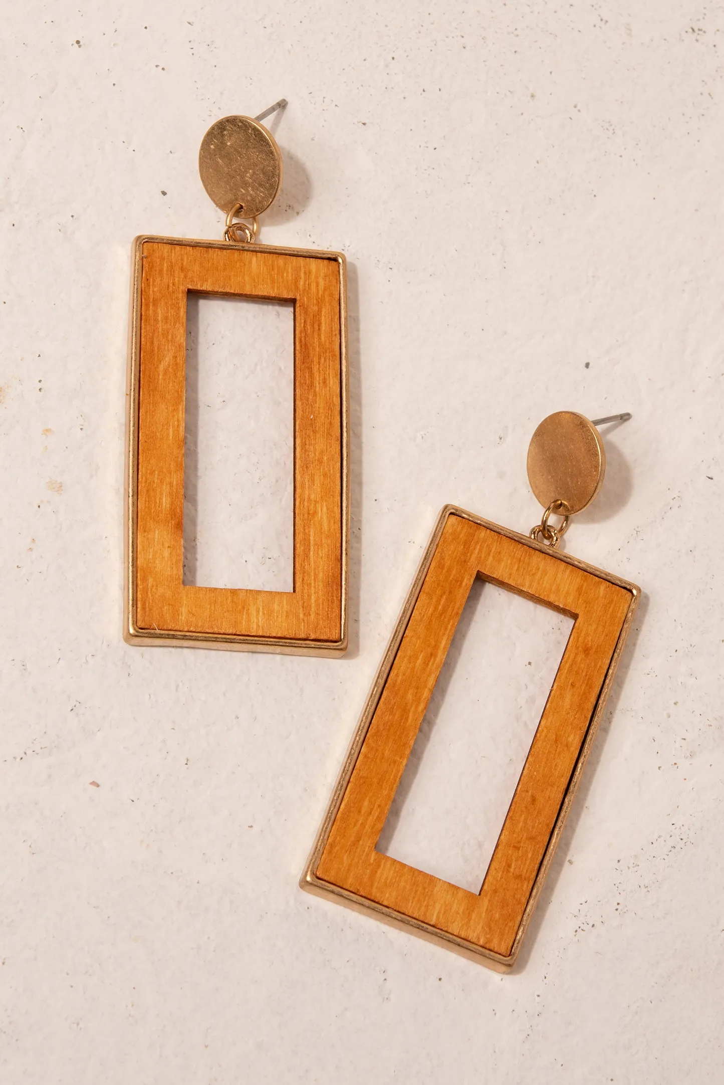 Irene Wood Rectangle Earrings