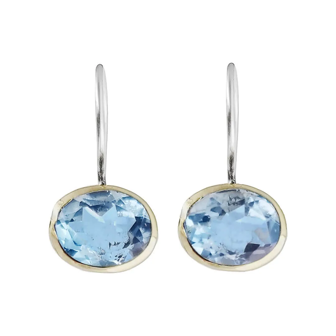 Israeli Faceted Blue Topaz Earrings