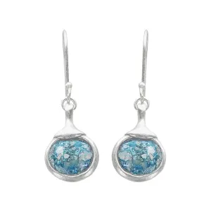 Israeli Roman Glass Crowned Drop Earrings