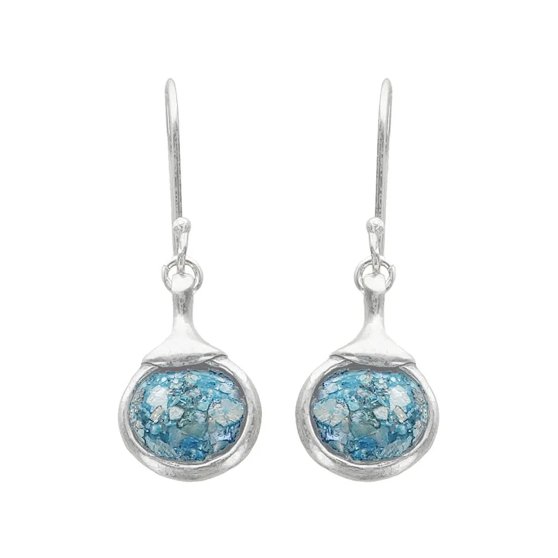 Israeli Roman Glass Crowned Drop Earrings