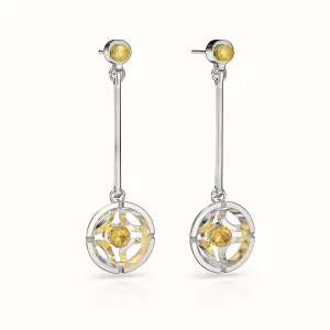 Jalan Besar Drop Earrings - Sterling Silver - Citrine