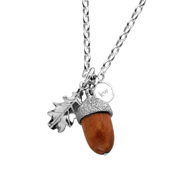 Karen Walker Acorn & Leaf Wood Pendant Stg Silver