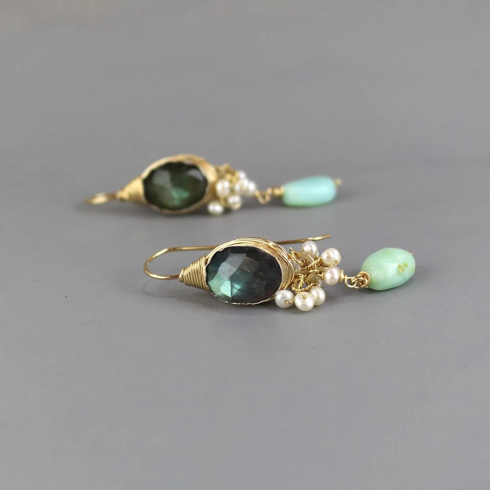 Labradorite Pearl Ronit Earrings