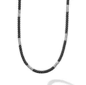 LAGOS Black Caviar Silver Station Ceramic Beaded Necklace