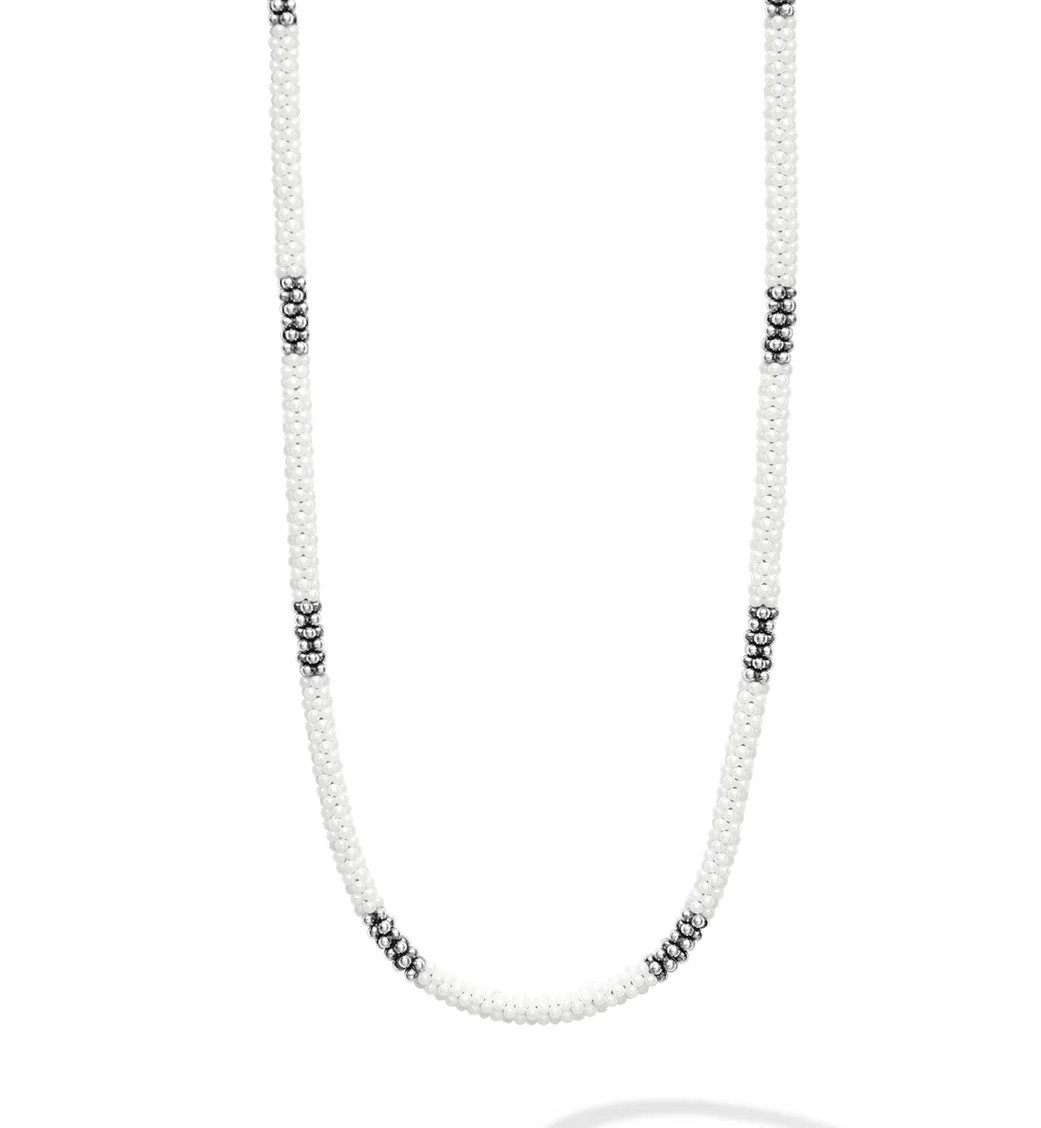 LAGOS White Caviar Silver Station Ceramic Beaded Necklace