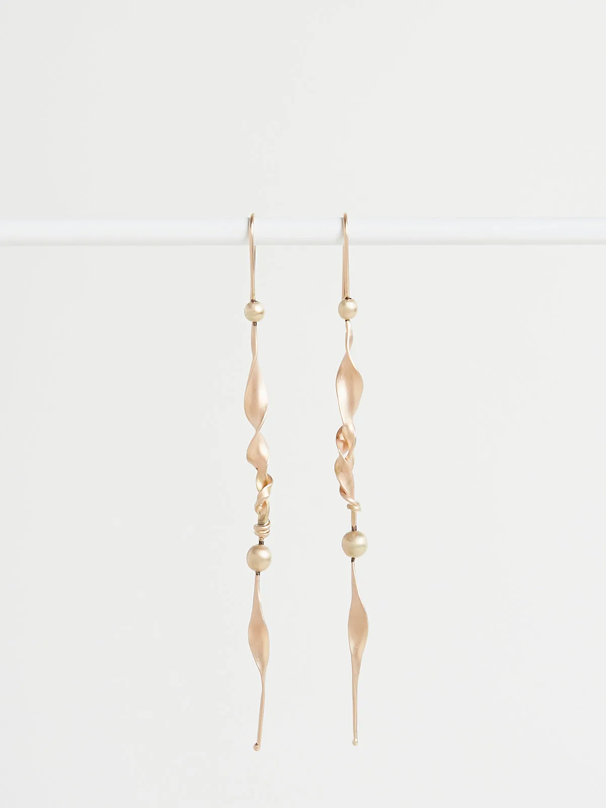 Large Seaweed Earrings in 18k Yellow Gold